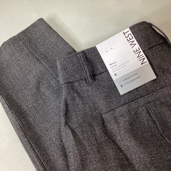 Nine West Womens Skinny Mid Rise Pants Black Gray Textured Stretch Size 6 - Picture 10 of 14